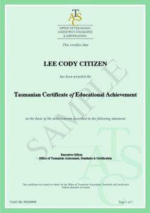 tasmanian certificate of educational achievement tcea tasc